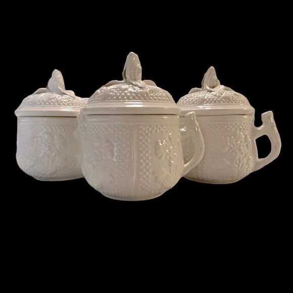 Set of 3 Vintage Musee des Artes Mottehdeh Pots de Creme - Picture 1 of 8